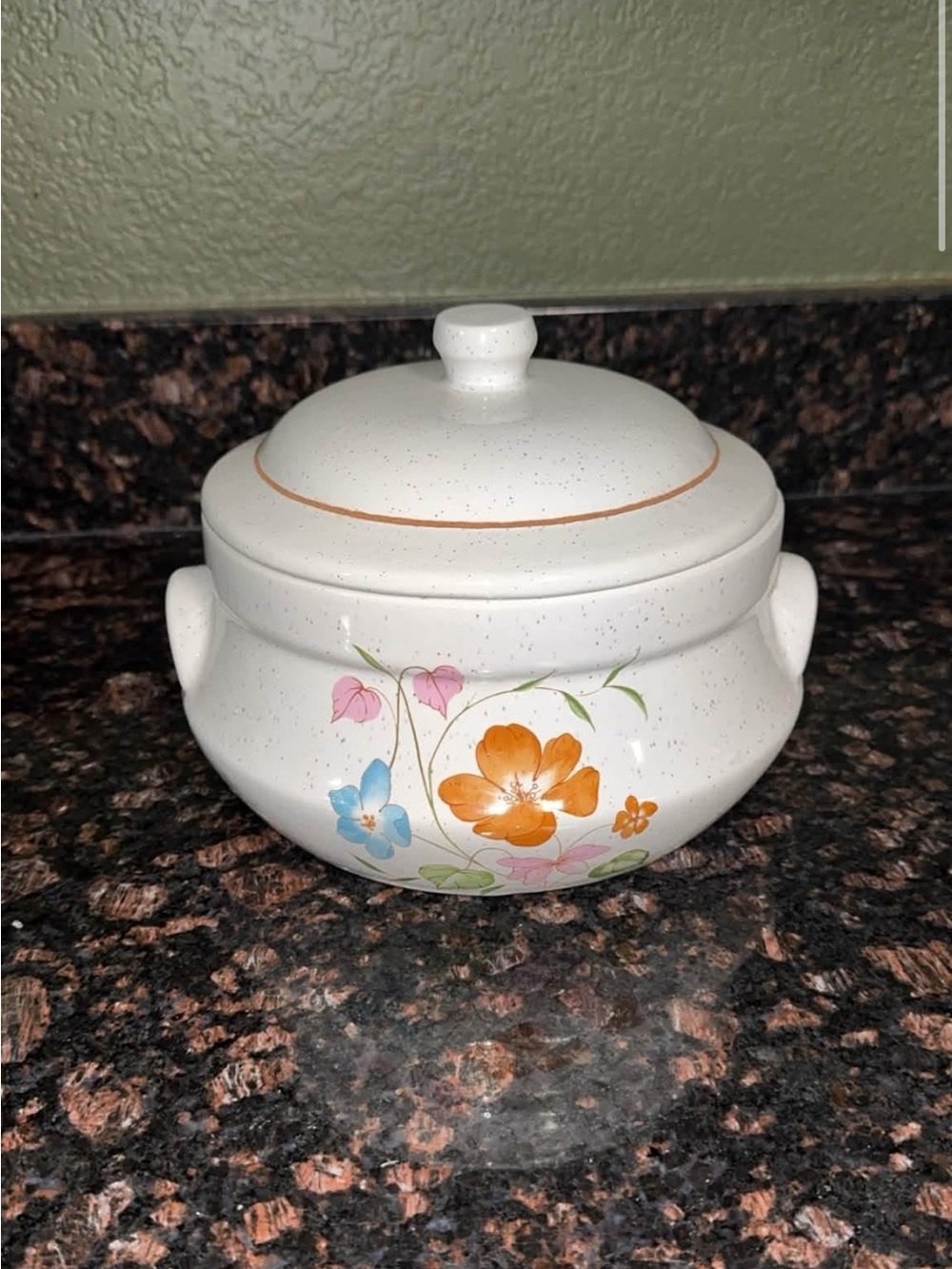 1970s vintage Treasure Craft ceramic covered dish